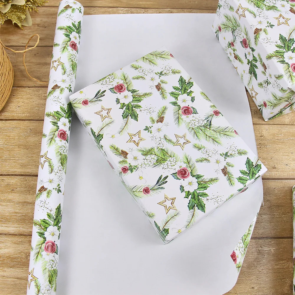 1 لفة من ورق تغليف عيد الميلاد - لفة صغيرة - 17 بوصة × 118 بوصة لفة ورق تغليف الهدايا لعيد الميلاد وحفلات أعياد الميلاد وديكو التخرج