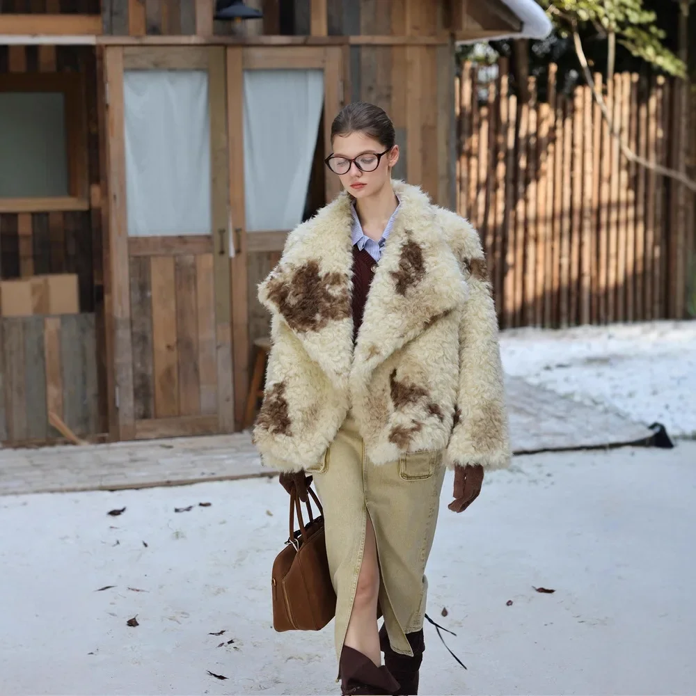 سيدة ايكو الفراء أبلى فضفاضة تنوعا الإناث أفخم معطف مصممة المرأة الشتاء فرو المنك سترة اللون منعت كبير الفراء طوق فضفاض #2