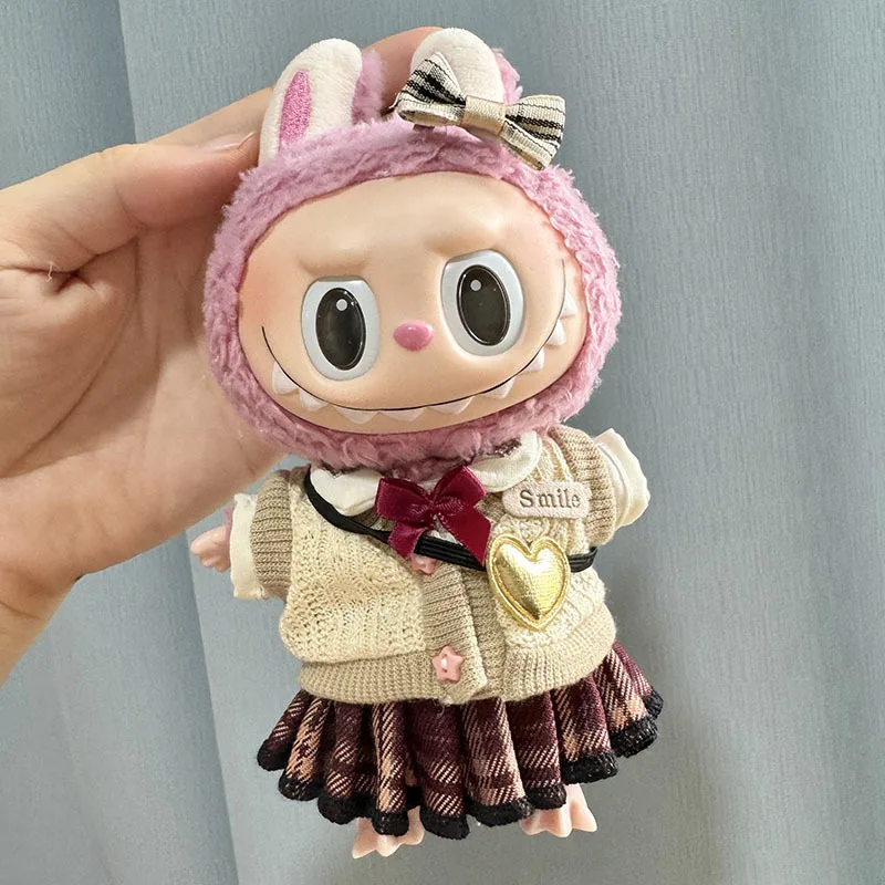 17cm Cute Mini Plush Doll's Clothes Accessories for Korea Kpop Exo Labubu Idol Dolls Hoodie JK Skirt Jumpsuit Clothing No Doll