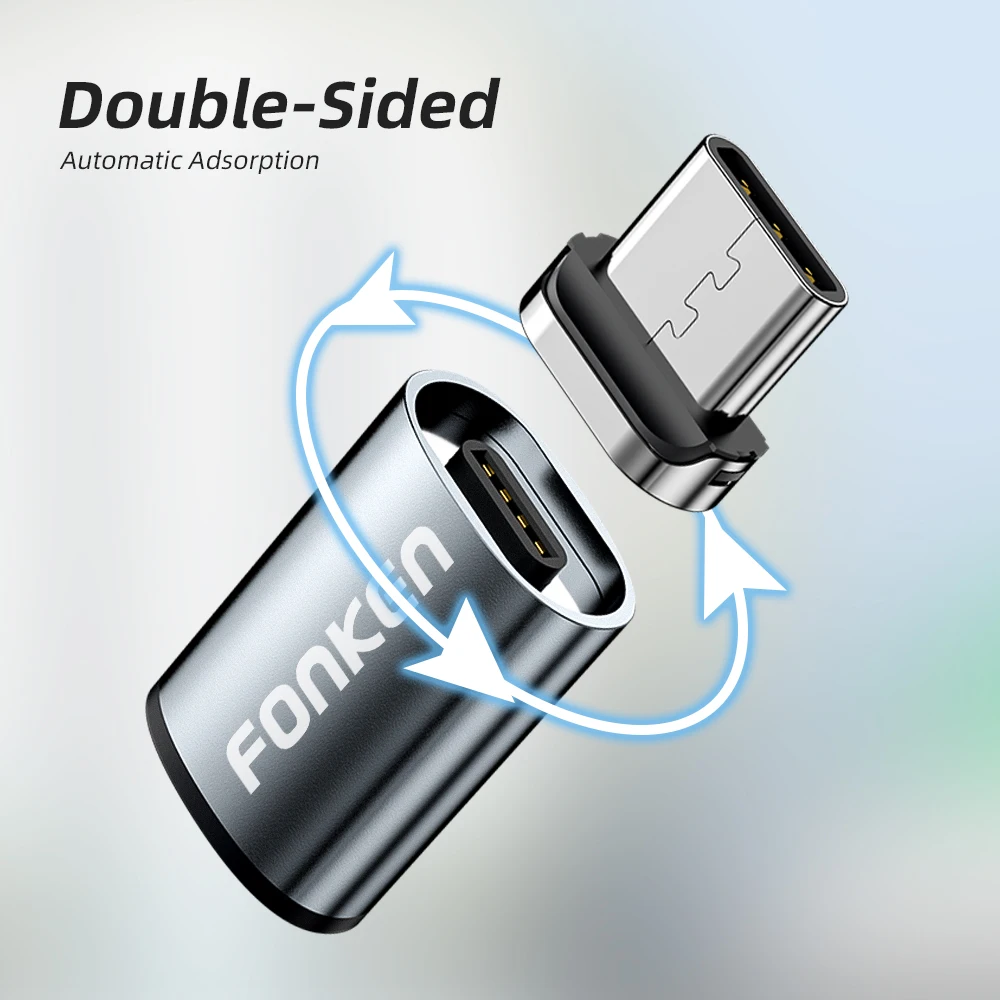 FONKEN USB kablosu manyetik adaptör mikro USB tip C manyetik şarj konektörü Huawei Samsung için Usbc 3 in 1 şarj dönüştürücü