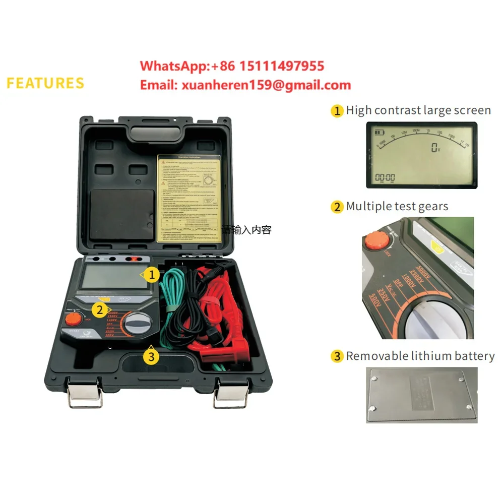 D1103 Insulation Resistance Tester 5kV 5 Voltage PI DAR Auto Test Insulation Resistance Tester for Substation Cable