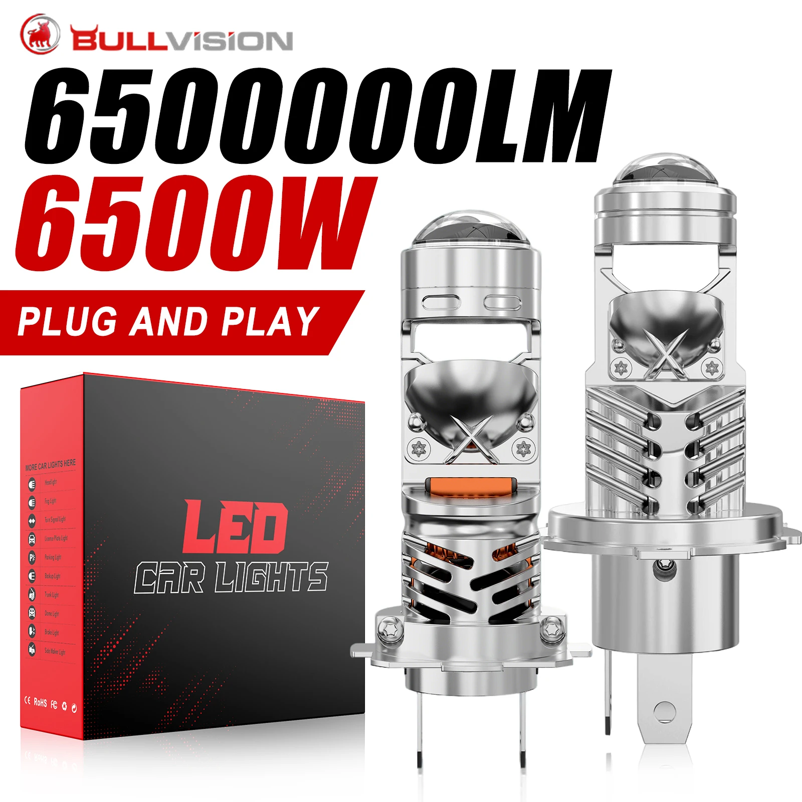 110W H7 LED Projector Lens Headlight Bulbs H8 H9 H11 9005 HB3 9006 HB4 Bi-LED Car Lights 1:1 Design 800% Brightness Headlamp 12V