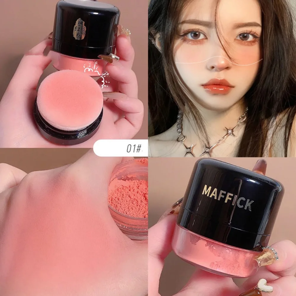 Colorete en polvo suelto a prueba de sudor, crema suave y brumosa, colorete con cojín de aire naranja, maquillaje de larga duración, polvo facial cosmético con control de aceite