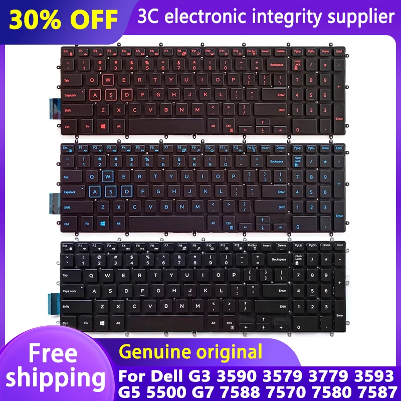 

US Backlit New Laptop Keyboard For Dell G3 3590 3579 3779 3593 G5 5500 G7 7588 7570 7580 7587 English Notebook Part Replacement