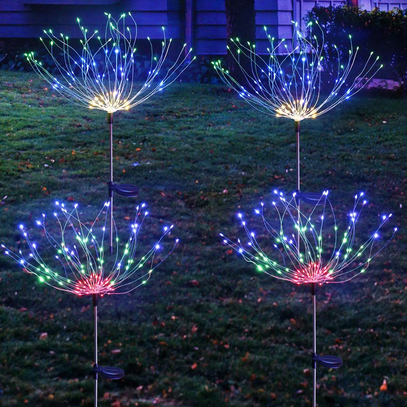 1Pc luci per fuochi d\'artificio a LED per esterni impermeabile ghirlanda solare luce giardino festa di natale illuminazione da giardino capodanno