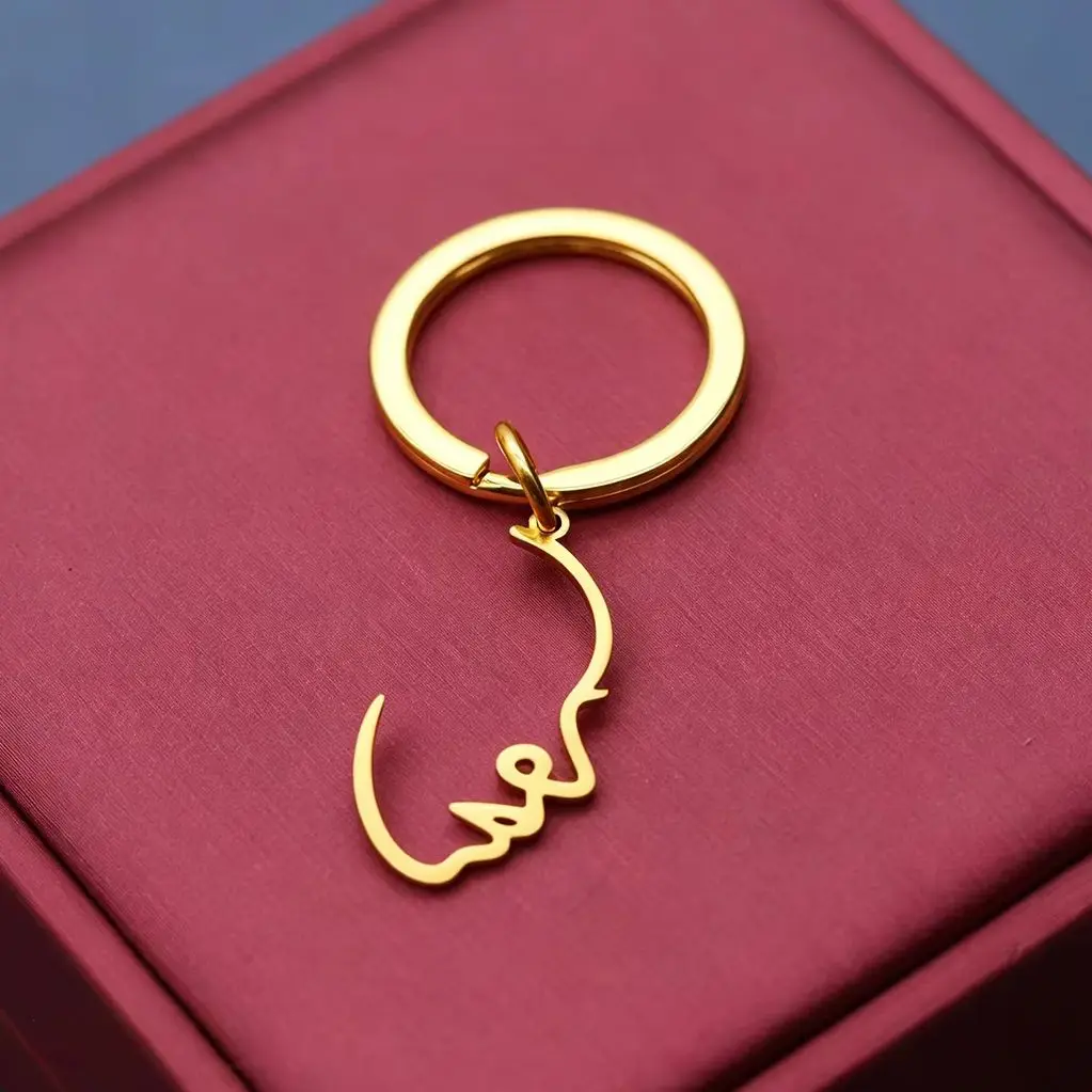 Todorova Stainless Steel Artistic Lady Profile Keyring Hollow Face Pattern Key Chain for Man Women Trend Festival Birthday Gifts