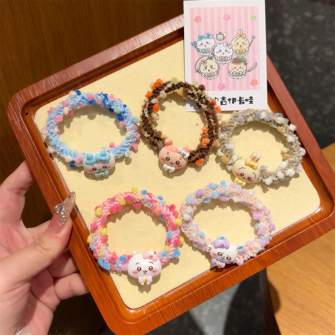 

Chiikawa Cute Hair Ties Cartoon Usagi Hachiware Colorful Elastic Bands Sweet Girl Kawaii Ponytail Holders Hair Accessories