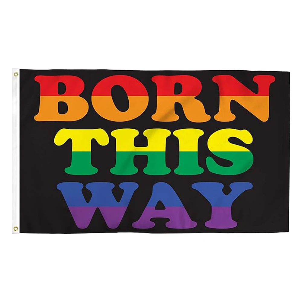 Born This Way Flag 3x5 Foot LGBT Pride Flag Vibrant Colors UV Resistant, Brass Grommets Durable 100 Denier Polyester