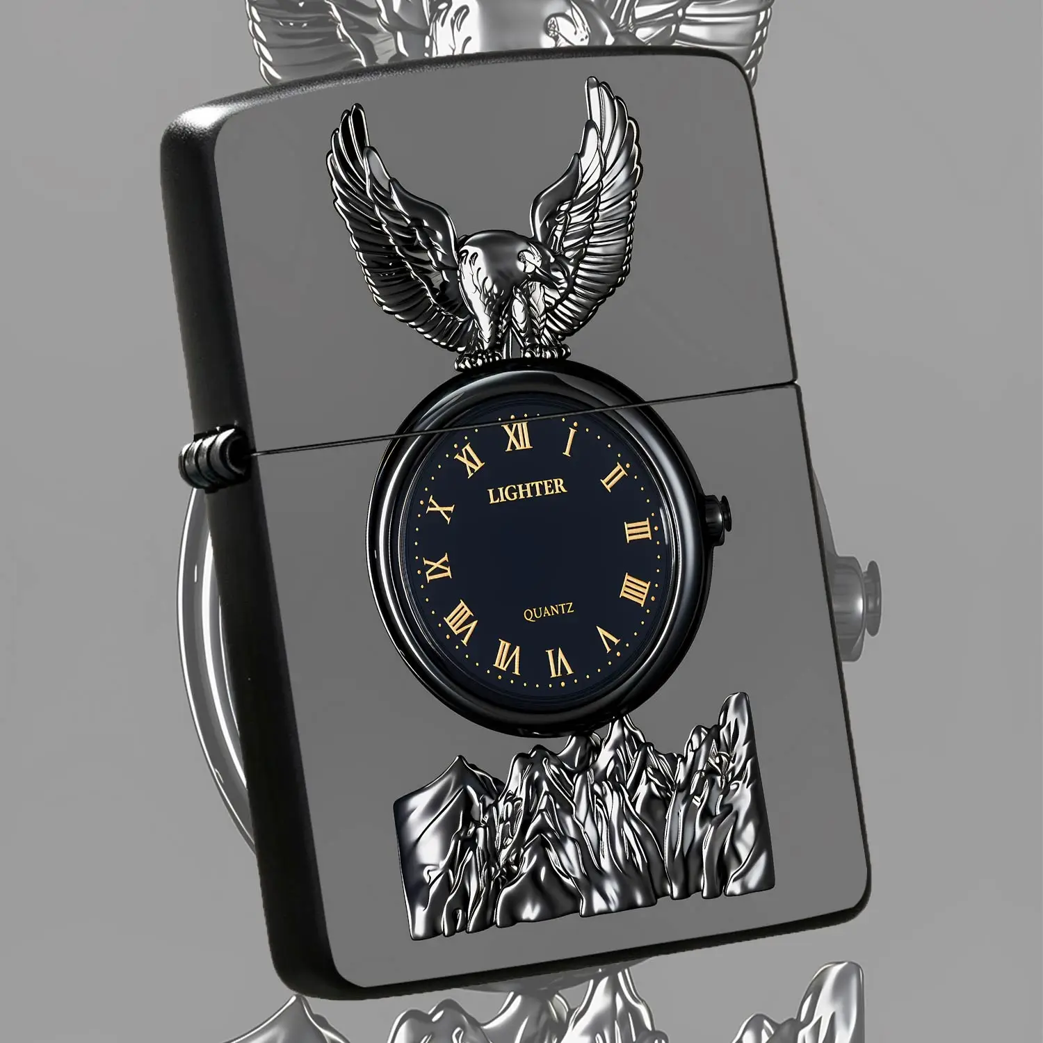 English: Creative EagleShaped Desktop Ornament with Roman Character Dial Decoration, Exquisite Unique Atmosphere Piece, Suitable for Daily Gathering,, Gifting Scenarios, Stylish Practical High-Quality Companion Present f A Humorous And Inte