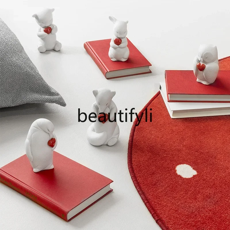 Cute World Animal Ceramic Porcelain Doll Tabletop Ornament Rabbit Ornament