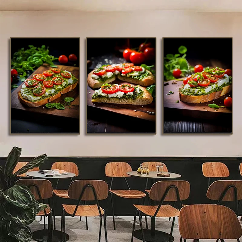 1pc frameless Canvas Painting Food Poster Meat Burger Pizza Prints Canvas Painting Restaurant Decoration Wall Art Picture Home K