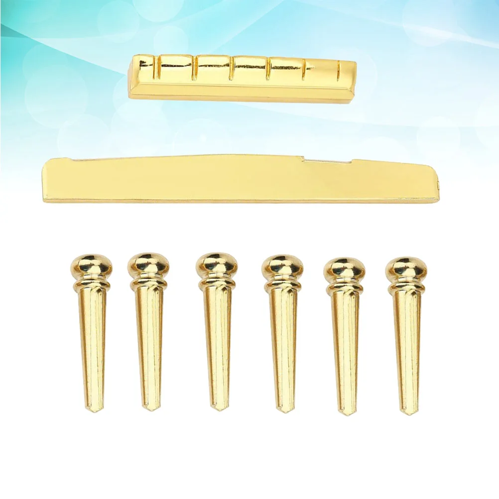 

6 String Set Folk Guitar Bridge Saddle and Nut for Brass Pins Accessories