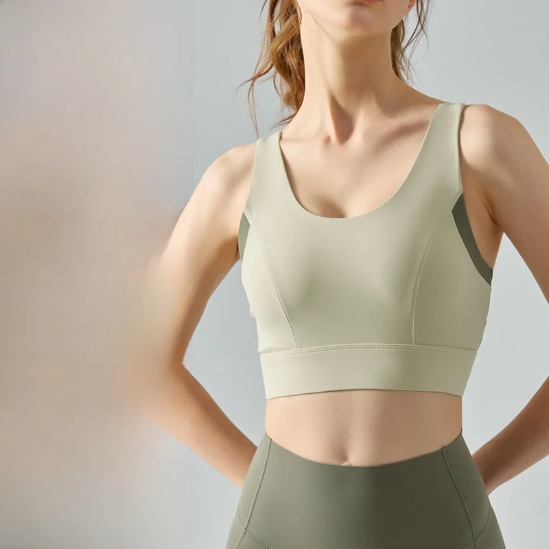 

Подходящий по цвету спортивный бюстгальтер с I-образной спинкой, бесшовный противоударный цельный нагрудник пуш-ап для фитнеса, йоги, бега, женское нижнее белье