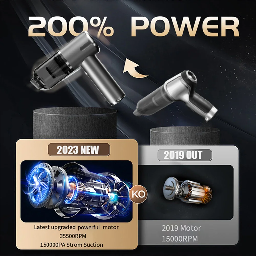 120000PA Car Vacuum Cleaner Mini Portable Wireless Hand held Cleaner for Home Appliance Powerful Cleaning Machine Car Cleaner Mi