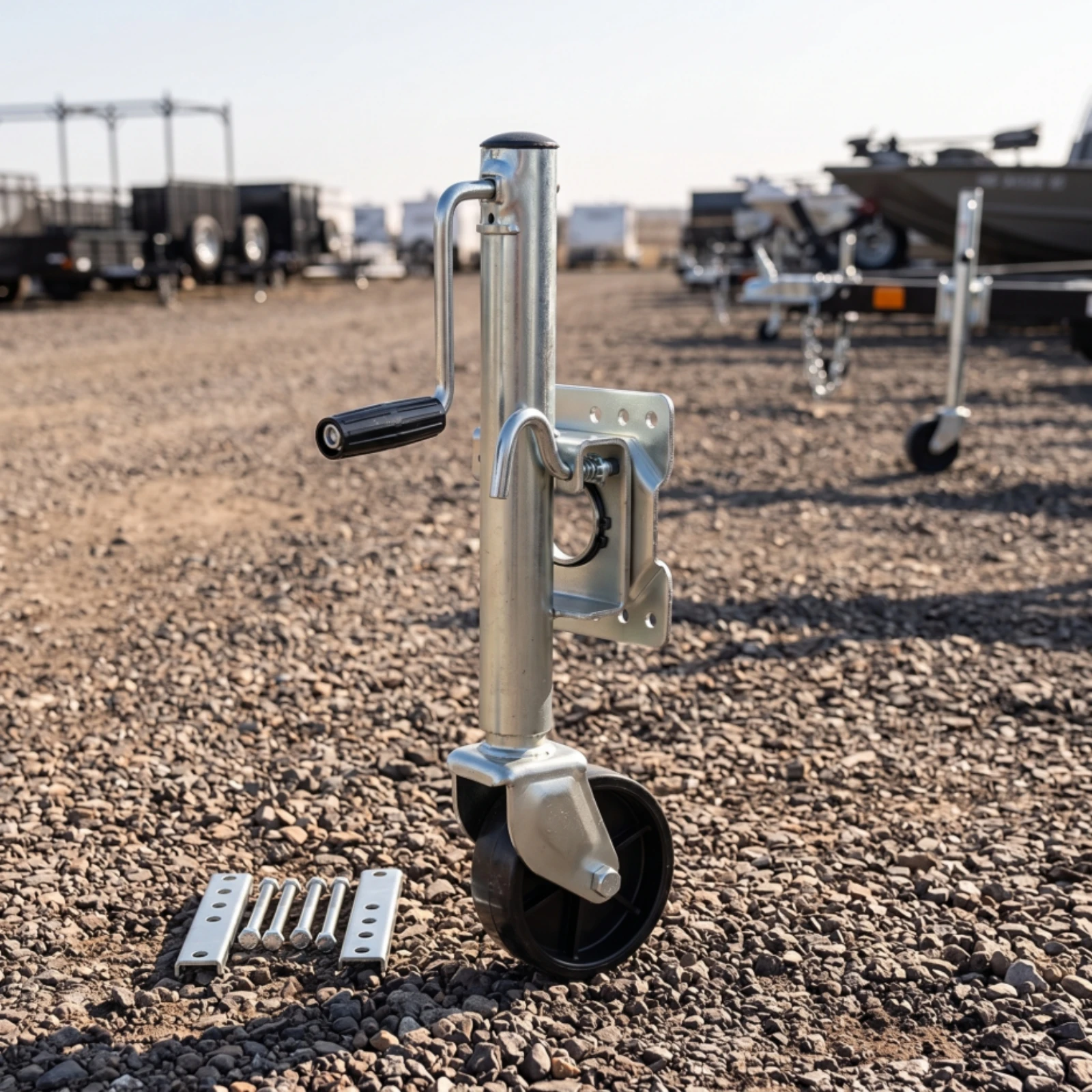 Trailer Jack with Wheel Swivel Side-Wind Trailer Jack Hardware Easy-Turn Corrosion-Resistant for Boat Owners view 4