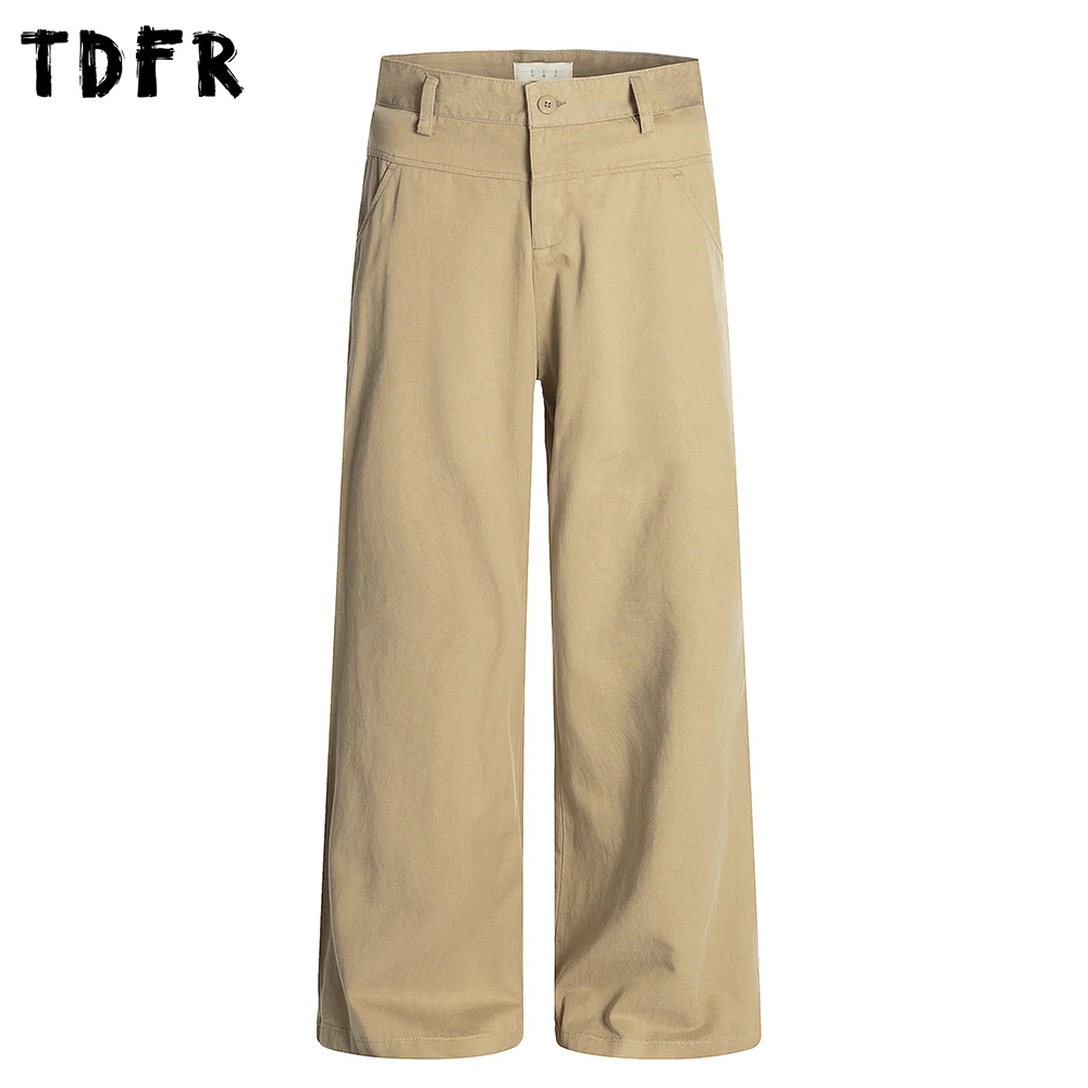 

Simple Solid Color Casual Pants Mens Retro Streetwear Loose Straight-leg Pants Wide Leg Trousers Men