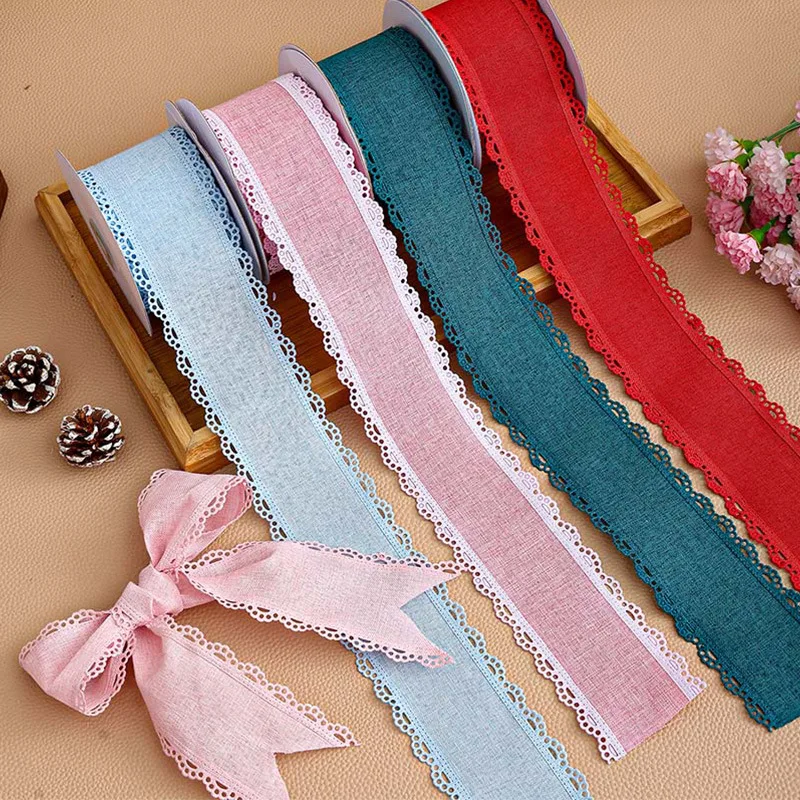 62MM Fine Linen Wavy Edge Ribbon DIY Handmade Hair Accessories Clothing Bow Material Gift Packaging Craft Ribbons