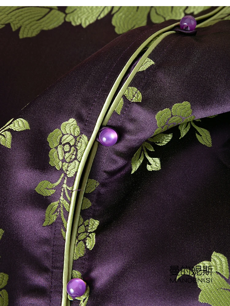 Modna i piękna koszula żakardowa z satyny, naturalny jedwab morwowy z połyskiem, kurtka w stylu chińskim, przyjazna dla skóry.