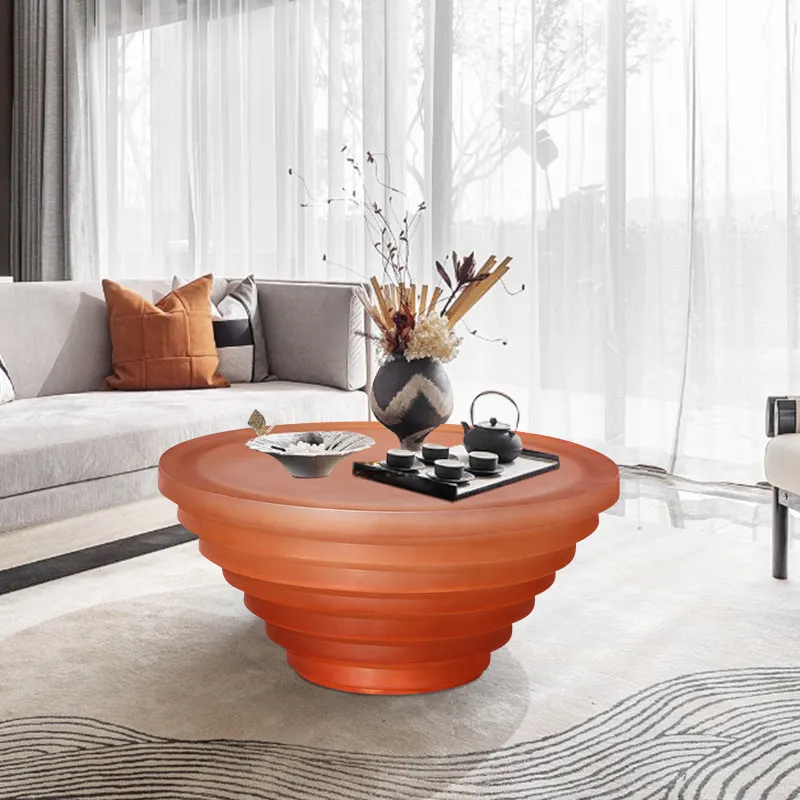 Simple and modern small apartment coffee table living room household coffee table transparent resin round edge table