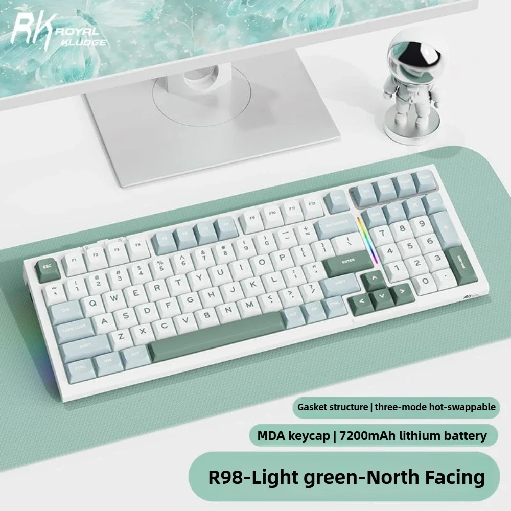 RK R98 99 keys 3Mode RGB Light 2.4G/BT/USB-C Hot Swappable Mechanical Keyboard Pre-lubed Switches MDA Profile for Gaming/Office