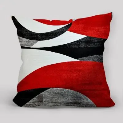 Home Decor Abstract Red & Black Geometric Pillow Covers Pattern Cushion Cover Suitable For Sofa Bedroom Car Pillow Cover