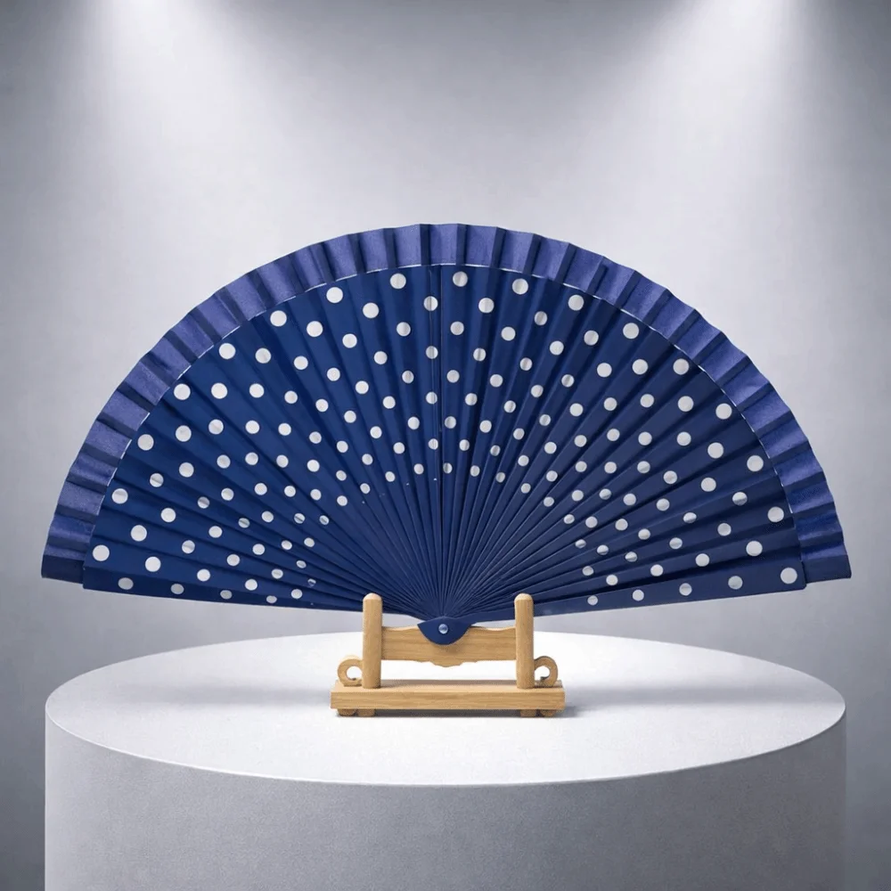Practical Dots Pattern Flamenco Spanish Folding Fan Wood Handle Vintage Hand Fan Colorful Dancing Fan Summer