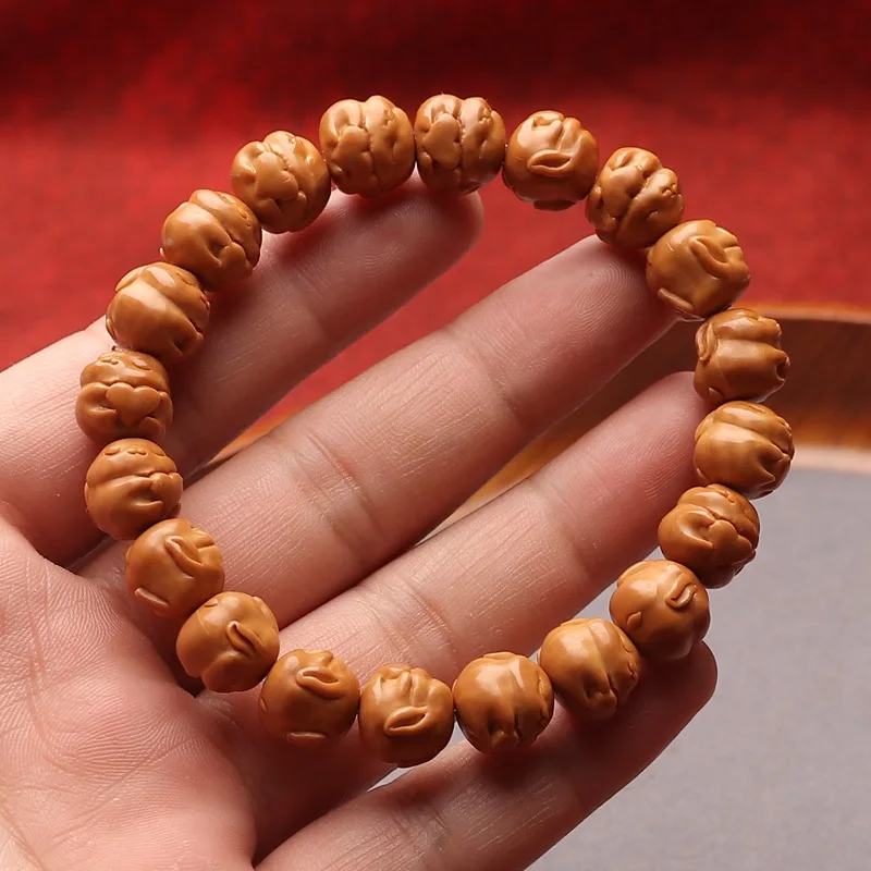 

Monkey Head Walnut Carved Cute Rabbit Natural Crafts Single Circle Prayer Beads Bodhi Seed Gift Bracelet Men