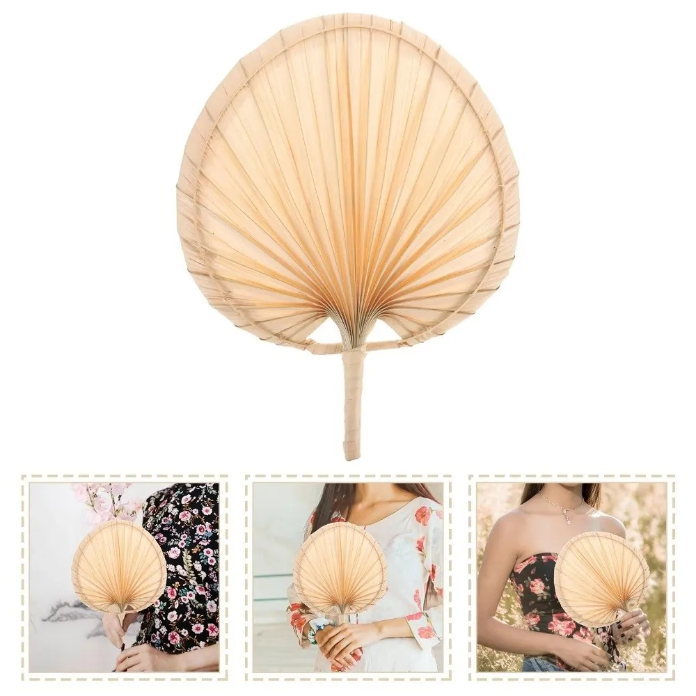 Anti-Mosquito Hand-woven Palm-Leaf Fan Lightweight Portable Handmade Woven Straw Fans Durable Natural Cattail Fan