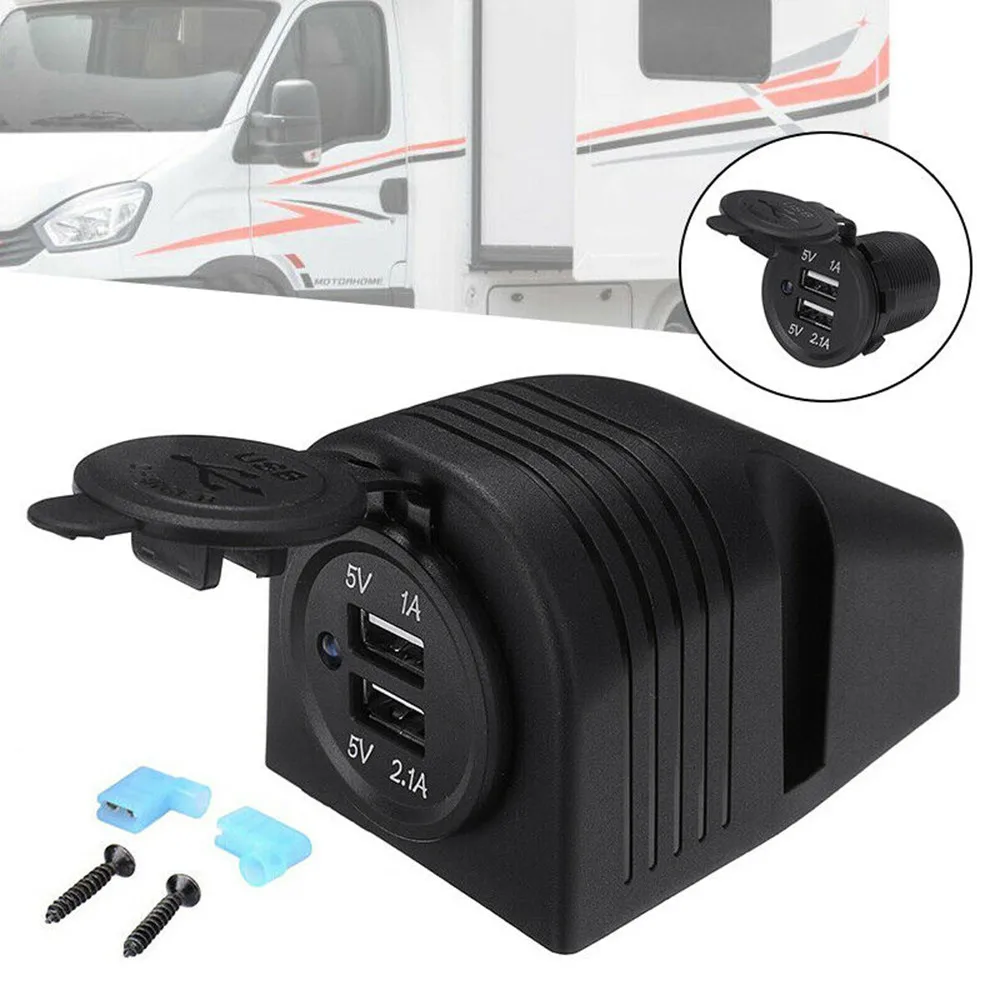 12-24V For  Mount Double Twin Usb Socket Caravan Camper Van Boat Motorhome Interior Accessories Waterproof And Dustproof Cover