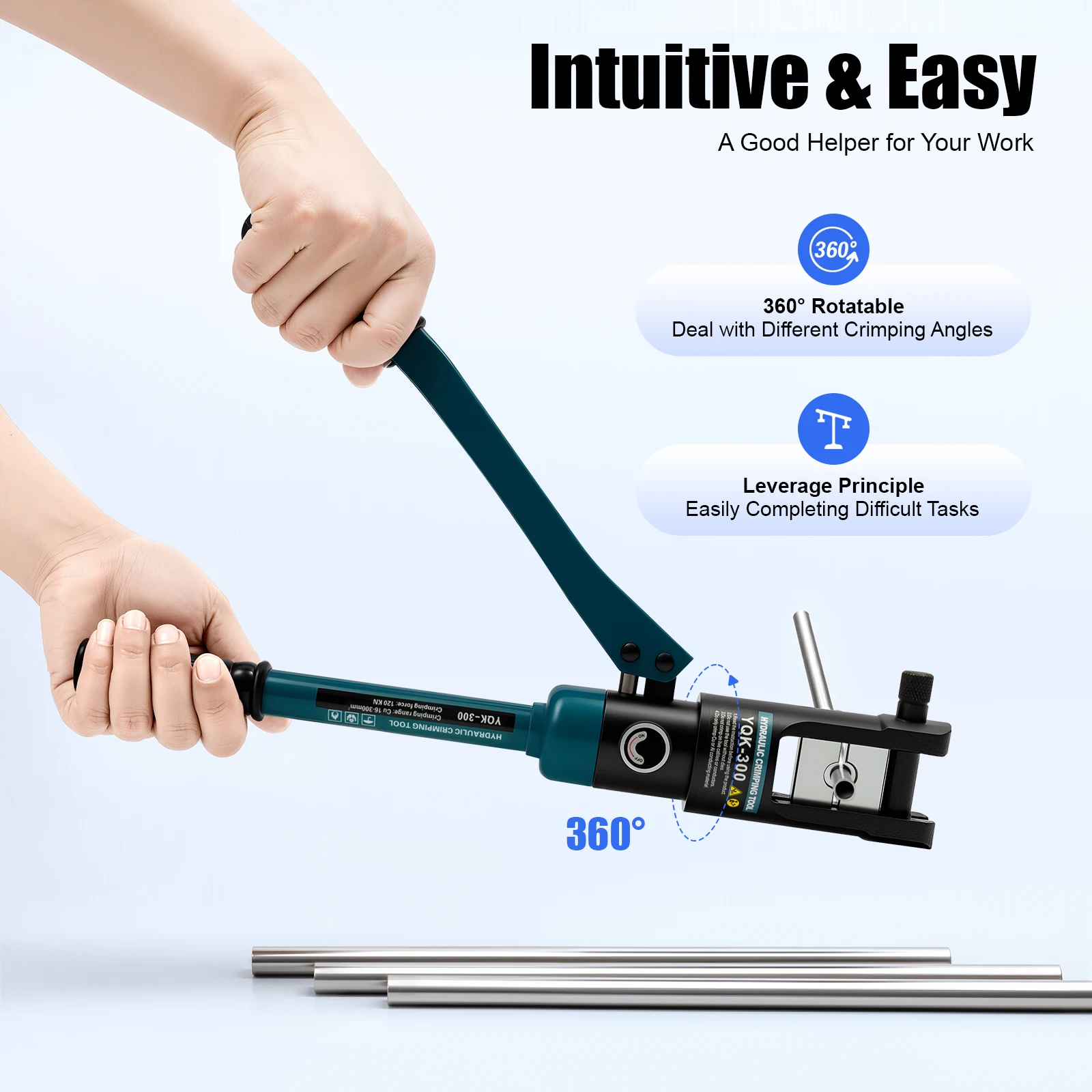 Camping Yqk-300 Professional Manual Hydraulic Crimper 120kn with 11 Dies for