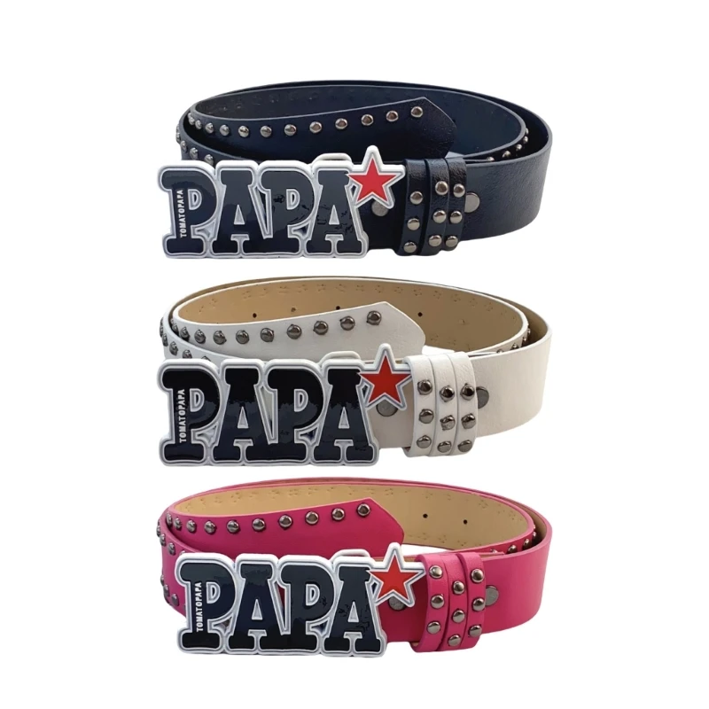 

Harajuku Eye Catching Belt Adult Unisex Belt Simple Letter Buckles PU Waiststrap Drop shipping