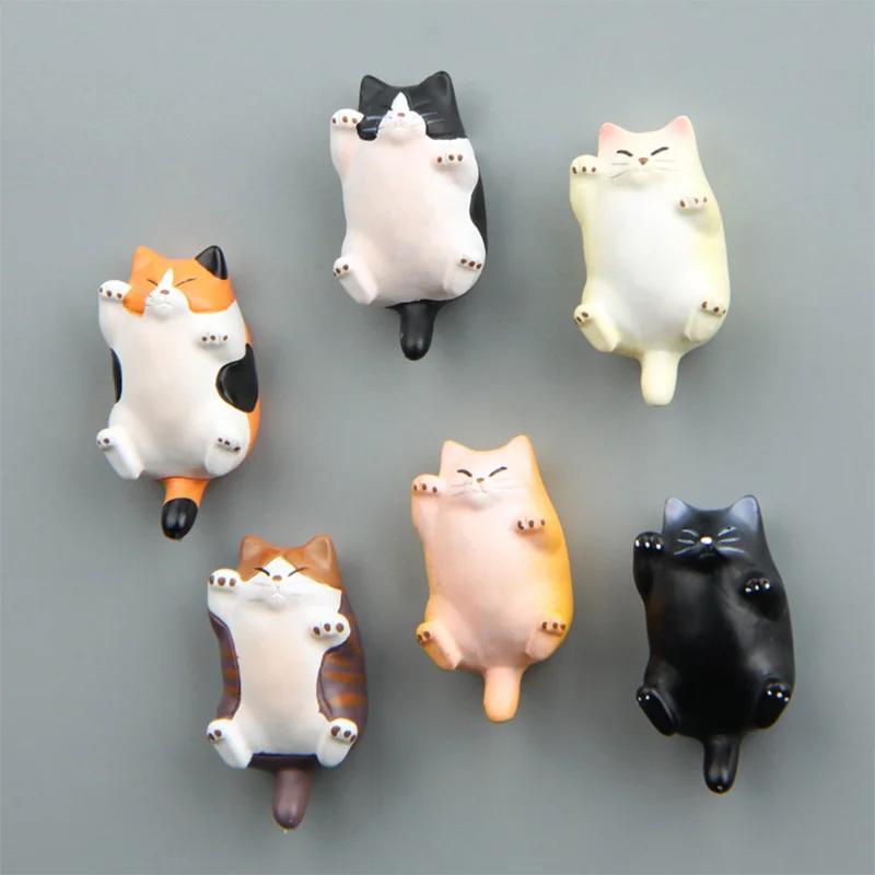 1pc Mini Kitten Fridge Magnet Cartoon Cat Resin Animal Whiteboard Refrigerator Sticker Message Post Home Kitchen Decoration