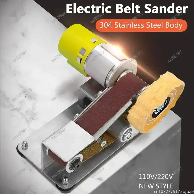 110V/220V Adjustable Speed Mini Belt Sander with 10PCS Belts for DIY Cutter Edges Sharpener And Polisher Machine