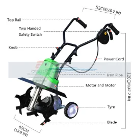 Electric Ripper Tiller Micro Tillage Small Household Rotary Tiller Planing Ground Digging Plowing Weeding Machine Power Tiller