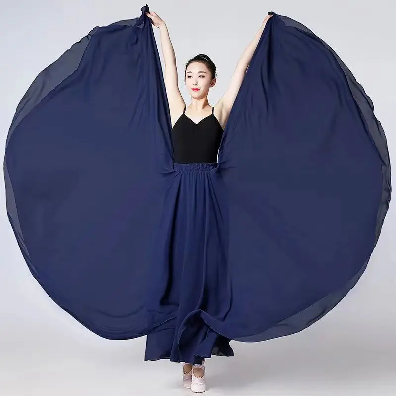 720 Grad Chiffon Rock Frauen 2-schicht Lange Röcke Elegante Leistung Kleidung Gaze Rock Große Schaukel Ballett Praxis Kleidung