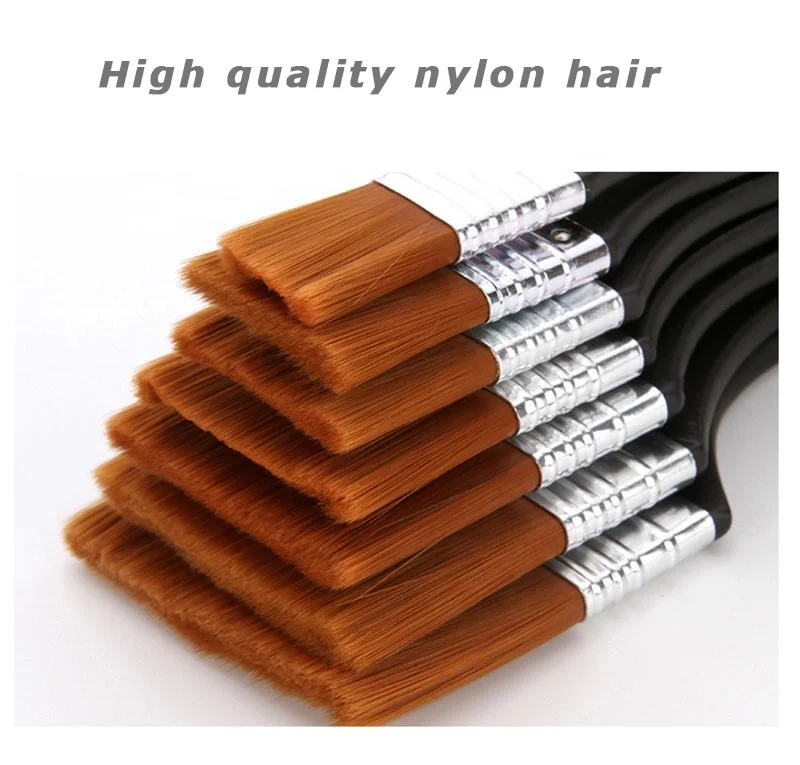 8Pcs Black Handle Nylon Hair Paint Brush Set Acrylic Oil Gouache Watercolor Brush Wall Painting Drawing Art Supplies