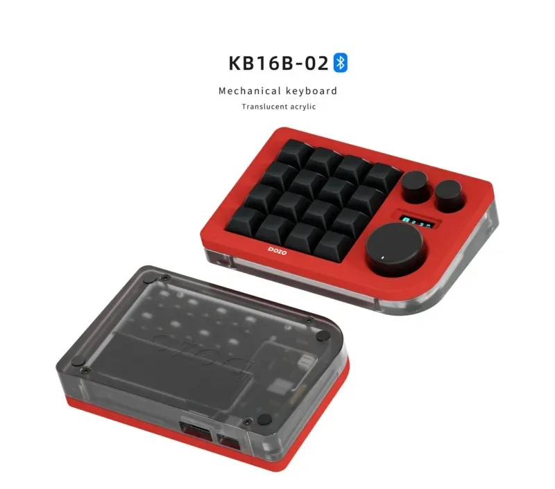 DOIO Kb16b-02 Mechanical Keyboard Bluetooth Dual Mode 16 Keys Rgb Backlit Wireless Hot-swap Office QMK VIA PS Designer Keyboard
