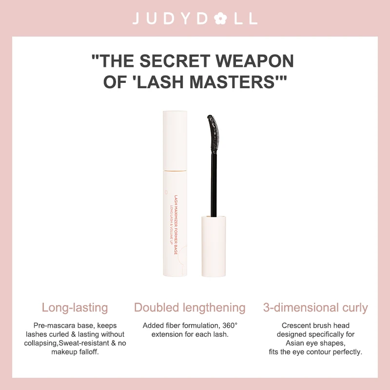 Judydoll Longtening Lash Primer, ติดทนนาน & Smudge-Proof, Curling & Volumizing, มาสคาร่า, กันน้ํา