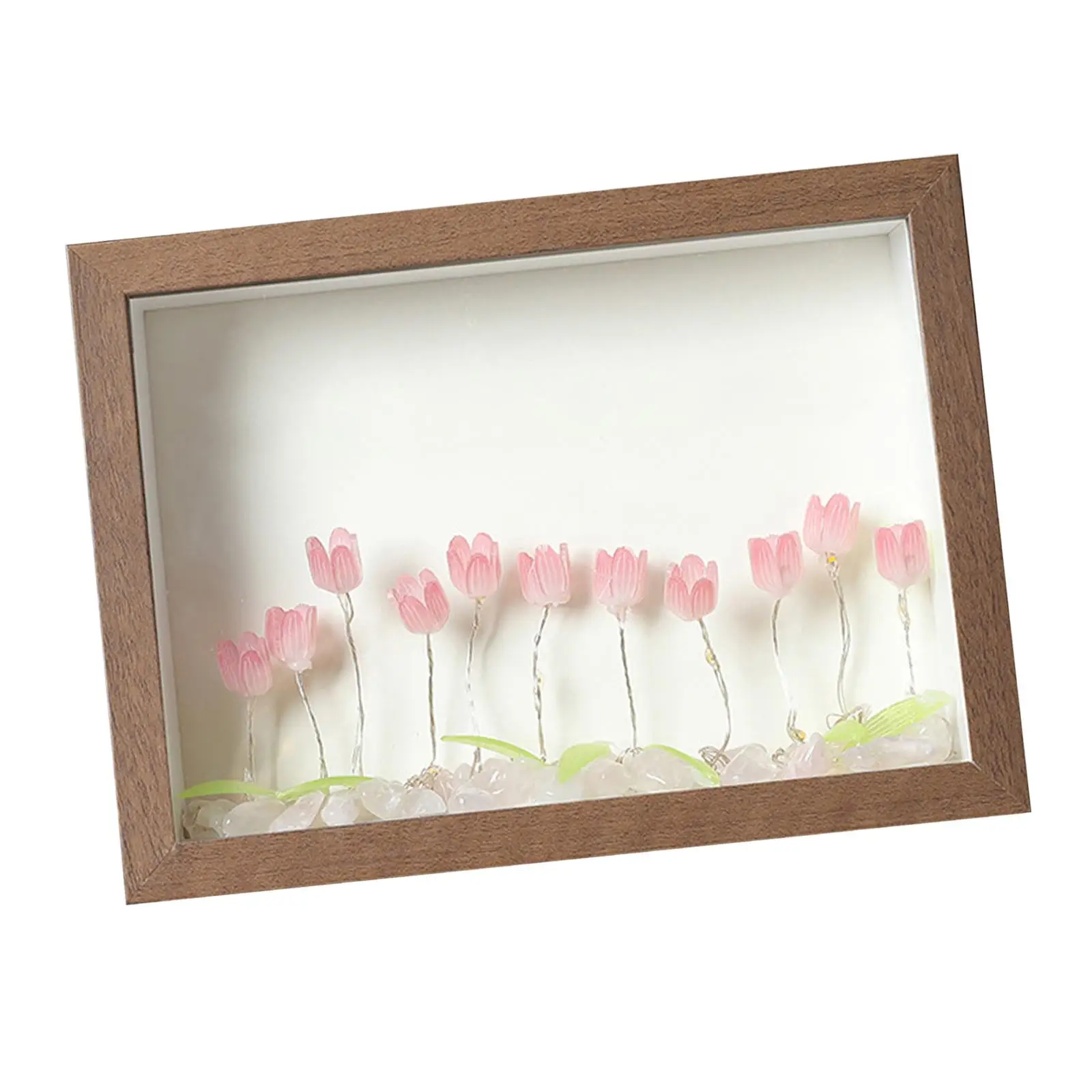 DIY Picture Frame with Night Light 6inch for Wedding Decorative Simulation Flower Romantic Easily Install Glowing Wood Frames