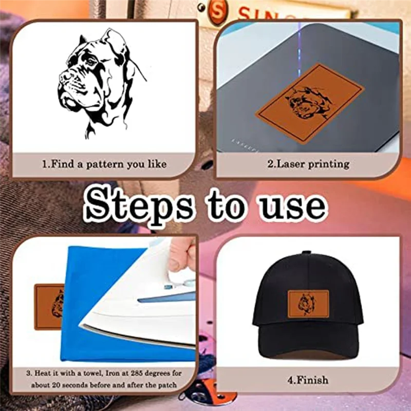 YWDZ-50 Uds. Parches de imitación en blanco para sombreros, parches de sombrero de polipiel con parches adhesivos personalizados para costura de reparación de tela personalizada