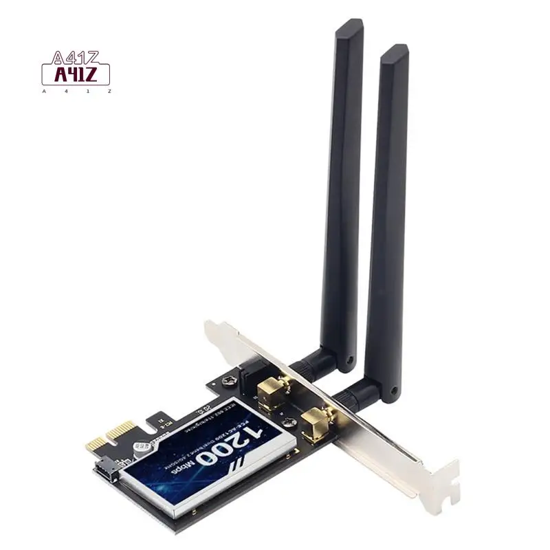

A41Z-1200 Мбит/с двухдиапазонный беспроводной адаптер PCI-E с картой Wi-Fi Bluetooth 4.0 для настольных ПК поддерживает Win7/8/10/11