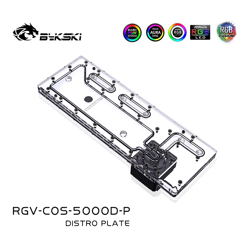 Imagem -03 - Placa de Distribuição Acrílica Bykski para Caixa Corsair 5000d com Sistema de Resfriamento de Água do Reservatório da Placa da Bomba Ddc 5v 12v Rgv-cos5000d-p