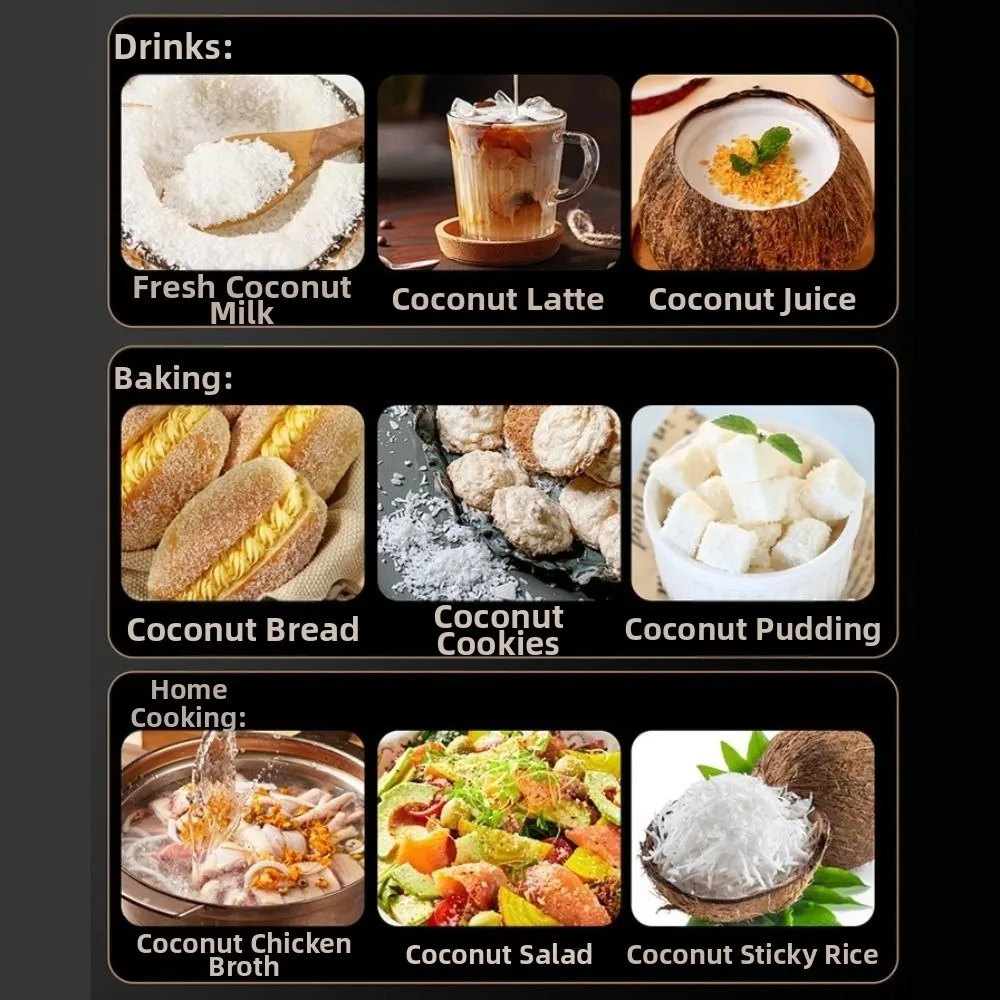 Anti-Splash Electric Coconut Meat Grater Rotating Rechargeable Coconut Scraper Safe Handheld Coconut Meat Remover Tool
