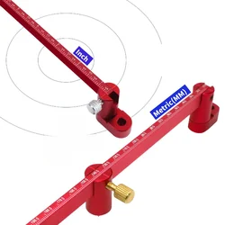 Bussola per tracciare bussola metrica e pollici, righello circolare da disegno regolabile, misuratore per marcatura di linee circolari a punto fisso per la lavorazione del legno