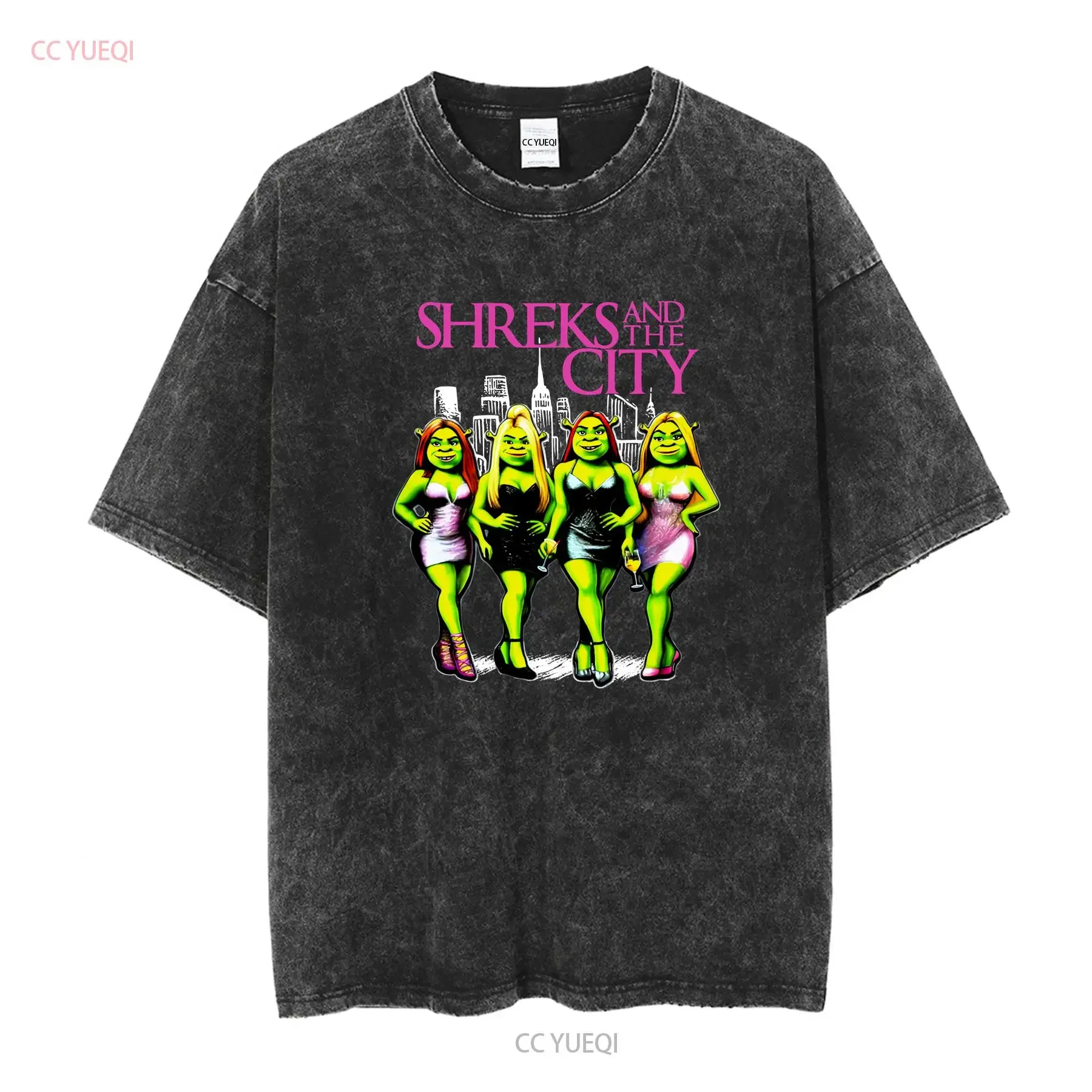 Shreks And The City T Shirt sweaT long or short sleeves vintage Washed Top For Everyday Wear Slightly Unisex graphic Soft homme