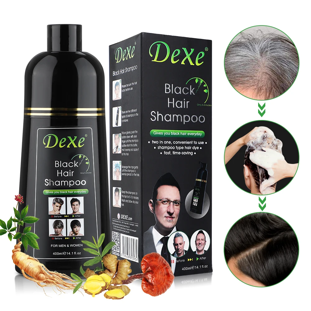 400ml Black Dyed Shampoo Black Hair Dye Herbal Ingredients Ginseng Ginger Ganoderma Lucidum White Hair Dyed Black Repair Hair