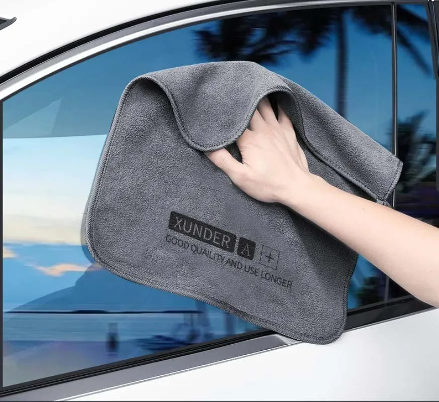 TILONDEX 1/2/3/4/5PCS 40x40cm Grey Microfiber Car Cleaning Towel - High Absorbency Lint-Free Auto Detailing Cloth