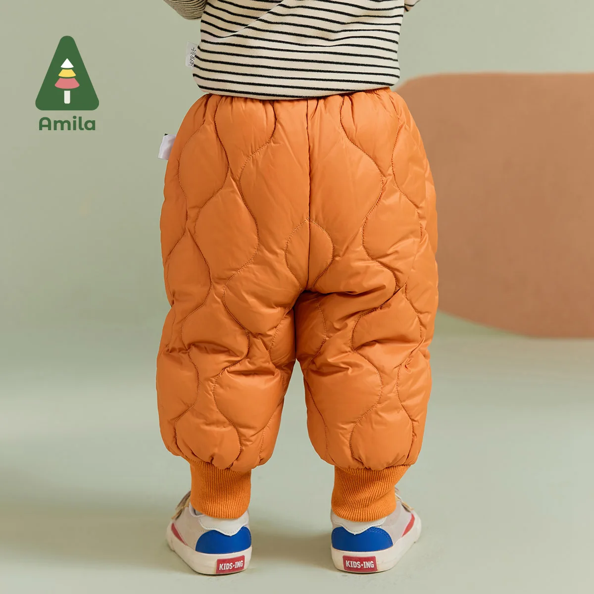 Amila Baby Boy Down Pants 2024 Winter New Multicolour High Waist Slight waterproofing antifouling Oil proof Baby Clothing