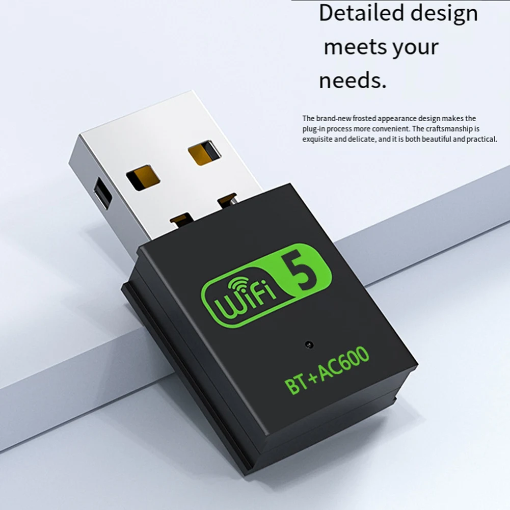 A64I 2 in 1 USB WiFi Bluetooth Adapter 600Mbps Dual Band 2.4G/5GHz Wi-Fi 5 Dongle High-Speed Wireless Network Card for Laptop