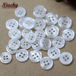 Niucky 11mm / 10mm / 8.5mm 4 holes Thin Edge Classic Shirt Buttons for Sewing Basic Resin Clothing Buttons Supplies R0201-010